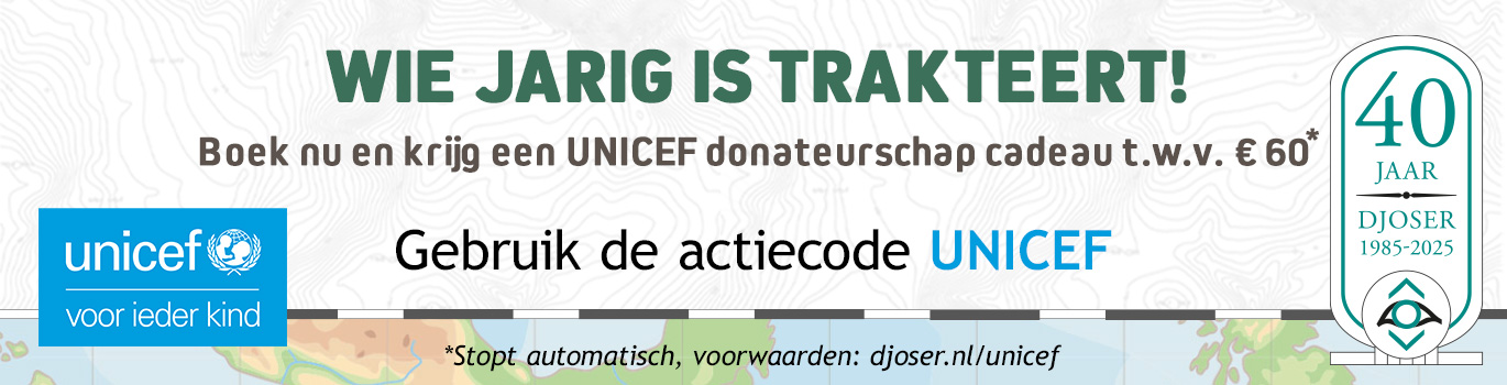 Wie jarig is trakteert! Boek nu en krijg een UNICEF donateurschap cadeau t.w.v. €60. Gebruik de actiecode UNICEF.