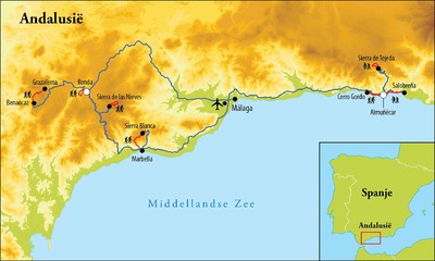 Routekaart Wandelreis Andalusië - Spanje, 10 dagen