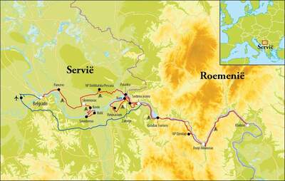 Routekaart Fietsreis Servië, 8 dagen