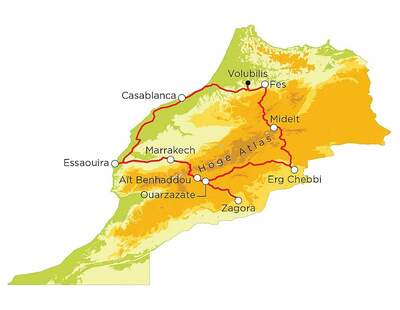 Routekaart Marokko, 20 dagen