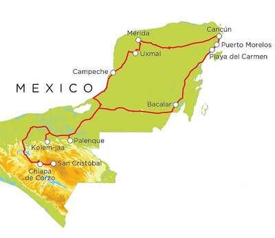 Routekaart Mexico, 21 dagen