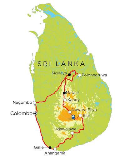 Routekaart Sri Lanka, 15 dagen