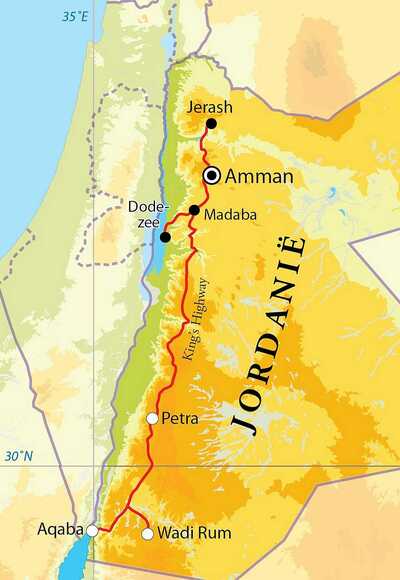 Routekaart Rondreis Jordanië, 8 dagen