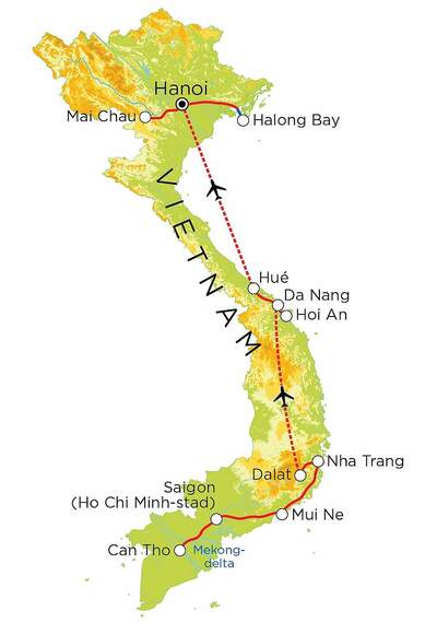 Routekaart Vietnam, 23 dagen