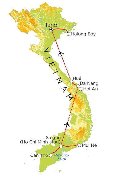 Routekaart Vietnam, 14 dagen